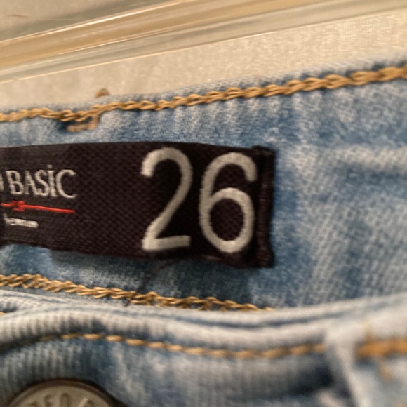 Zeo Basic Premium Tuxedo Stripe Skinny Distressed Hi Wst Jeans 26 Fit Lk 25 EUC - Picture 2 of 16